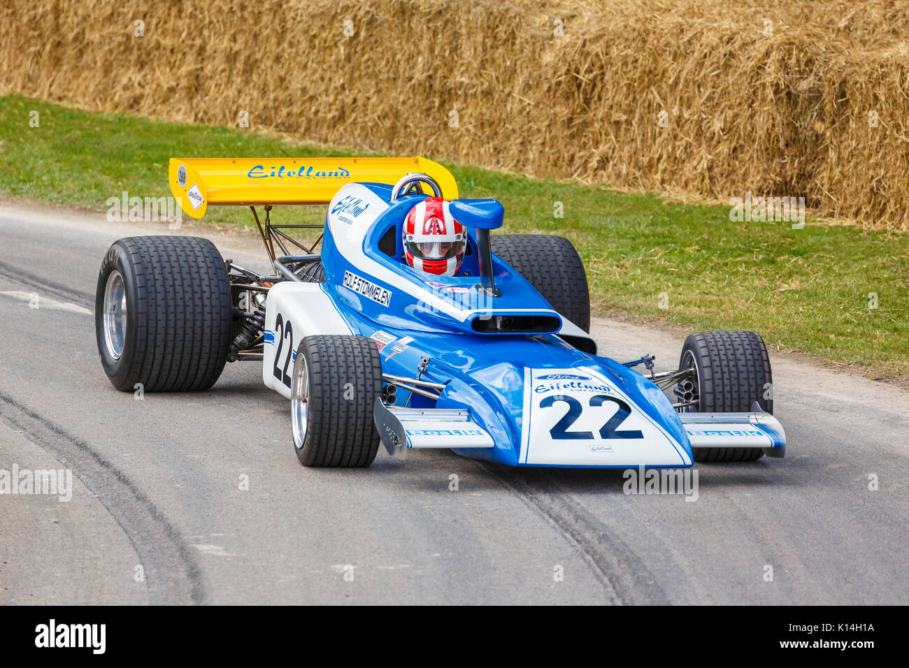 1972 Eifelland-Cosworth E21 with driver David Shaw at the 2017 Goodwood Festival of Speed, Sussex, UK. Stock Photo