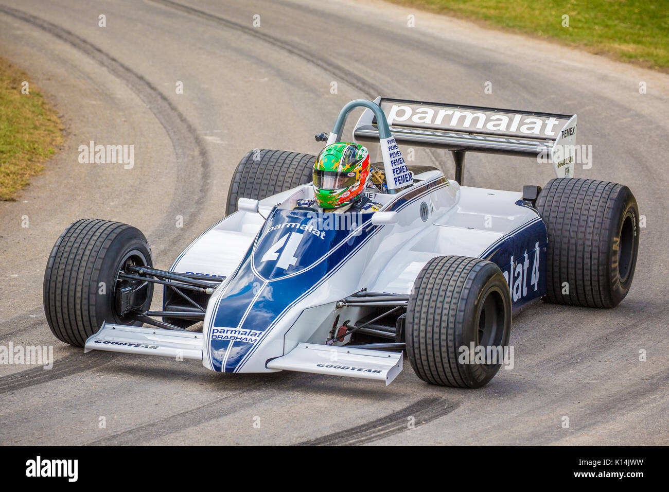 1981 Brabham-Cosworth BT49 F1 car with driver Joaquin Folch-Rusinol at the 2017 Goodwood Festival of Speed, Sussex, UK. Stock Photo