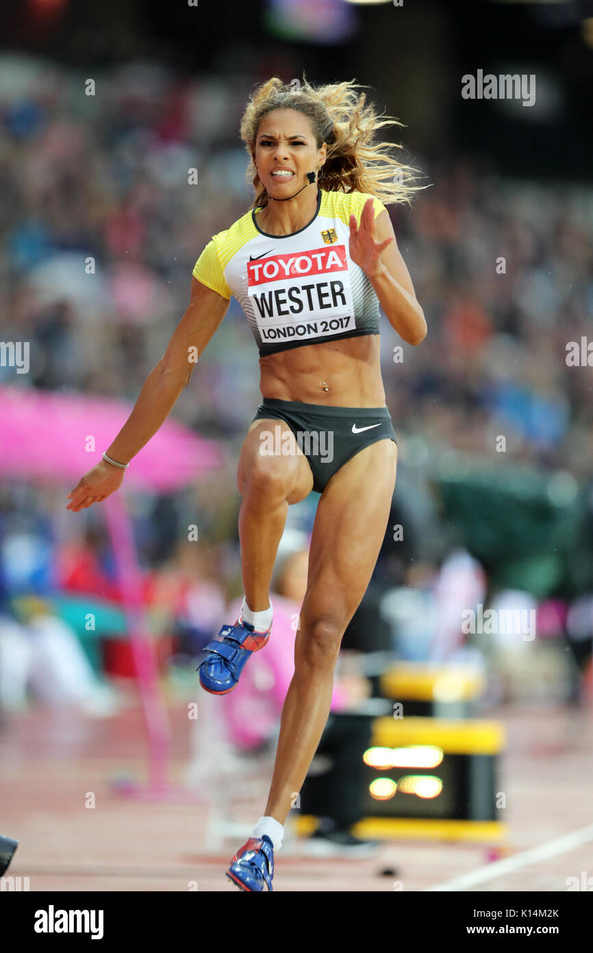 Alexandra WESTER (Germany) competing in the Women's Long Jump Qualification B at the 2017, IAAF World Championships, Queen Elizabeth Olympic Park, Stratford, London, UK. Stock Photo