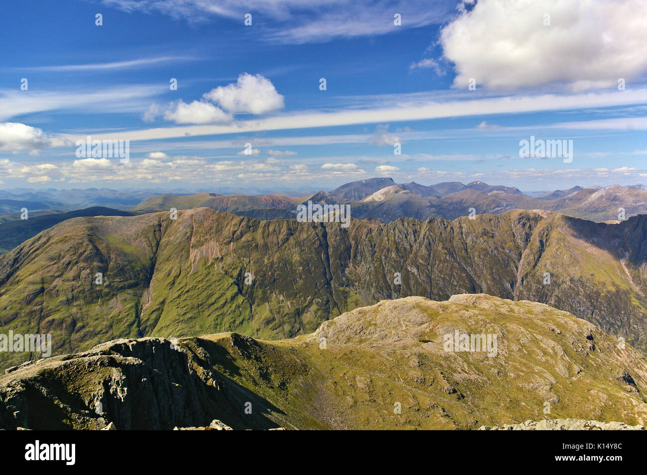 View across Glen Coe towards Ben Nevis, Scottish highlands Stock Photo