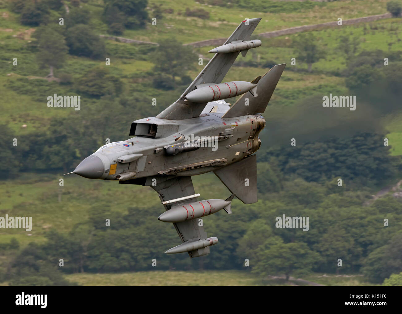 RAF Tornado GR4 on a low level flying sortie in the Mach Loop LFA7 Stock Photo