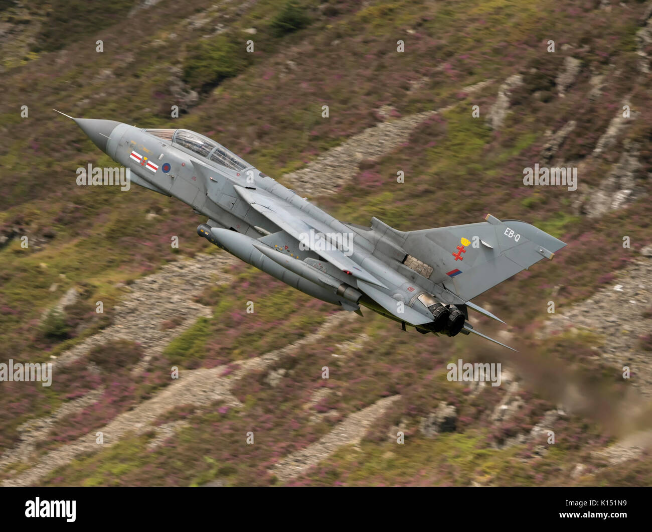 RAF Tornado GR4 on a low level flying sortie in the Mach Loop LFA7 Stock Photo