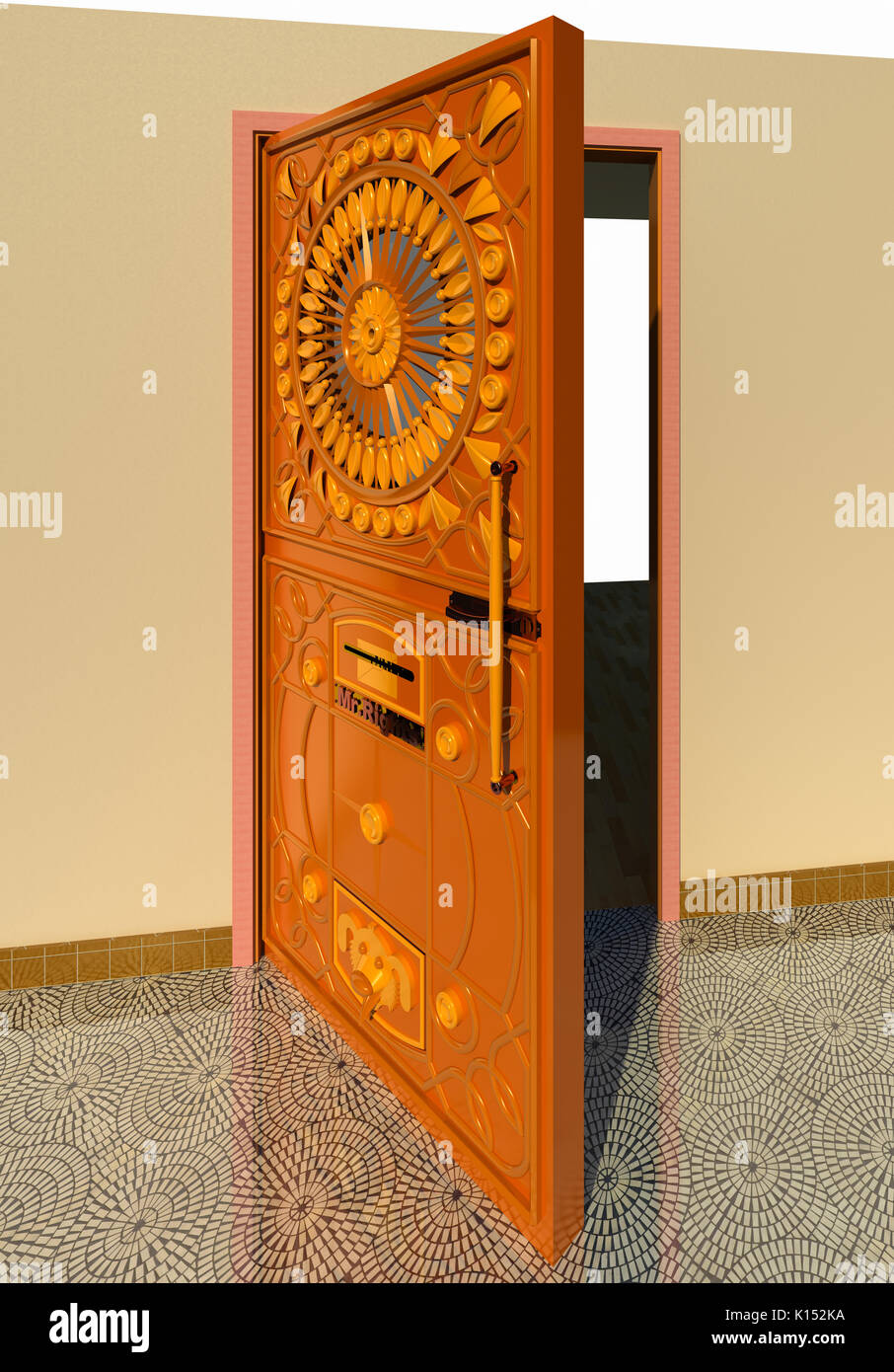 Woodcarved door sample perspective view. Collection Stock Photo Alamy