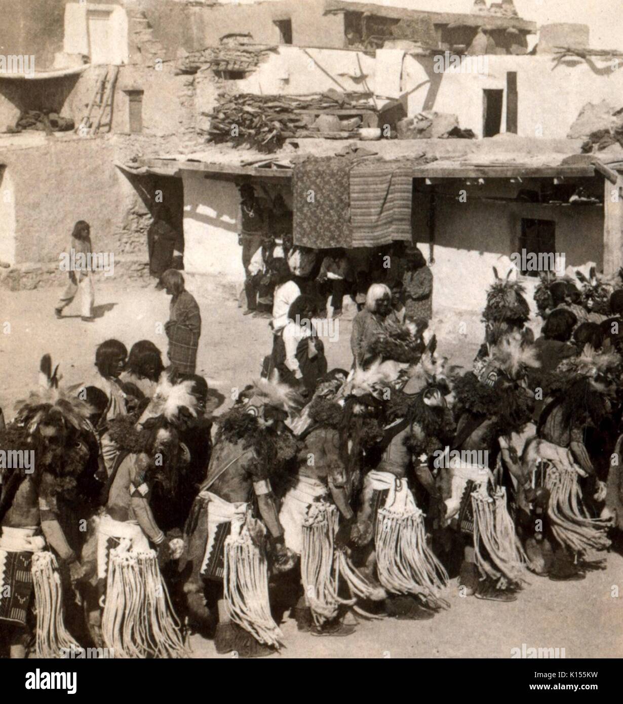 The Kachina dance to the raingod, Hopi Indian village, Shonghopavi