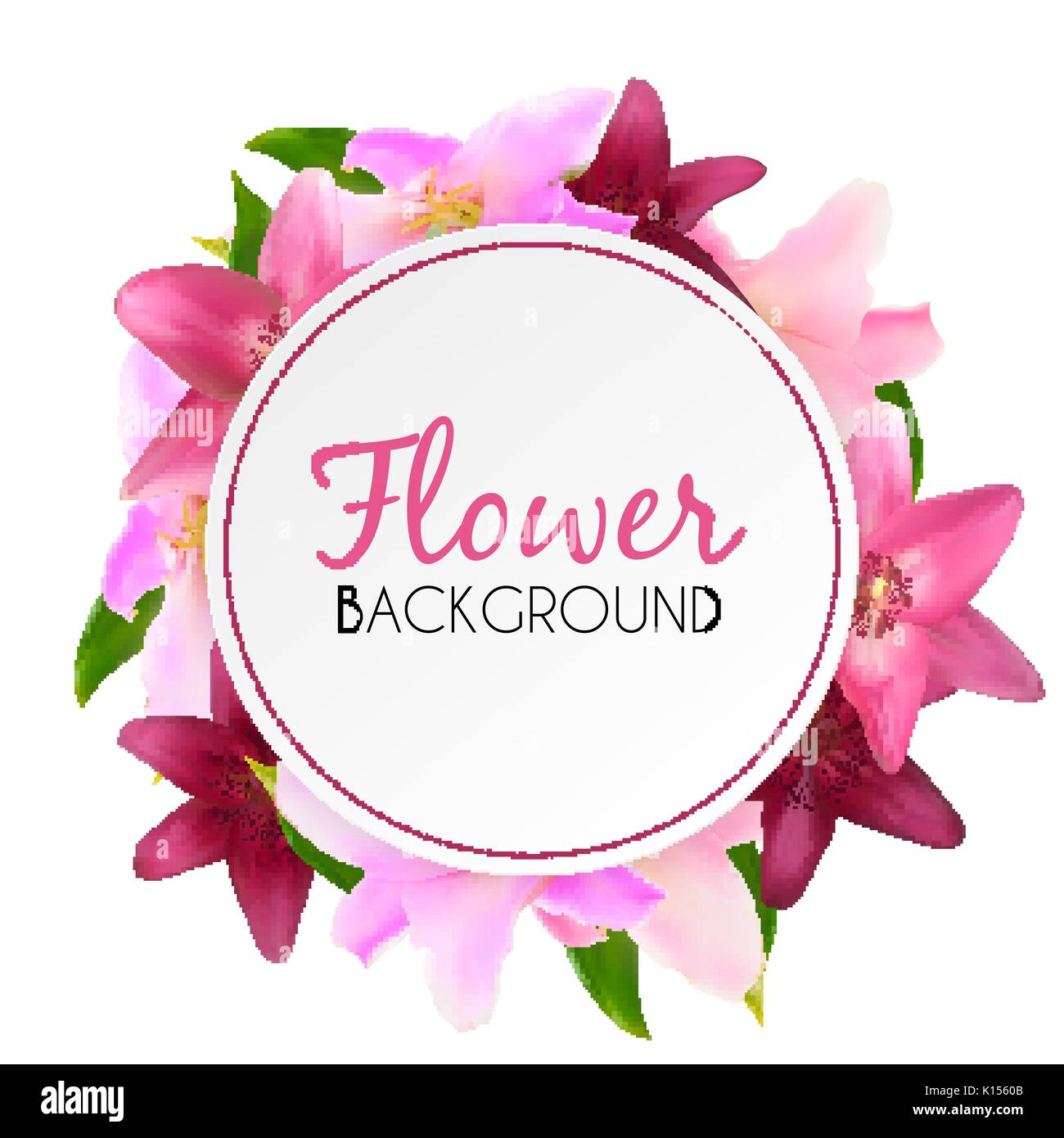 Abstract Frame with Lily Flower. Natural Background. Vector Illu Stock Vector
