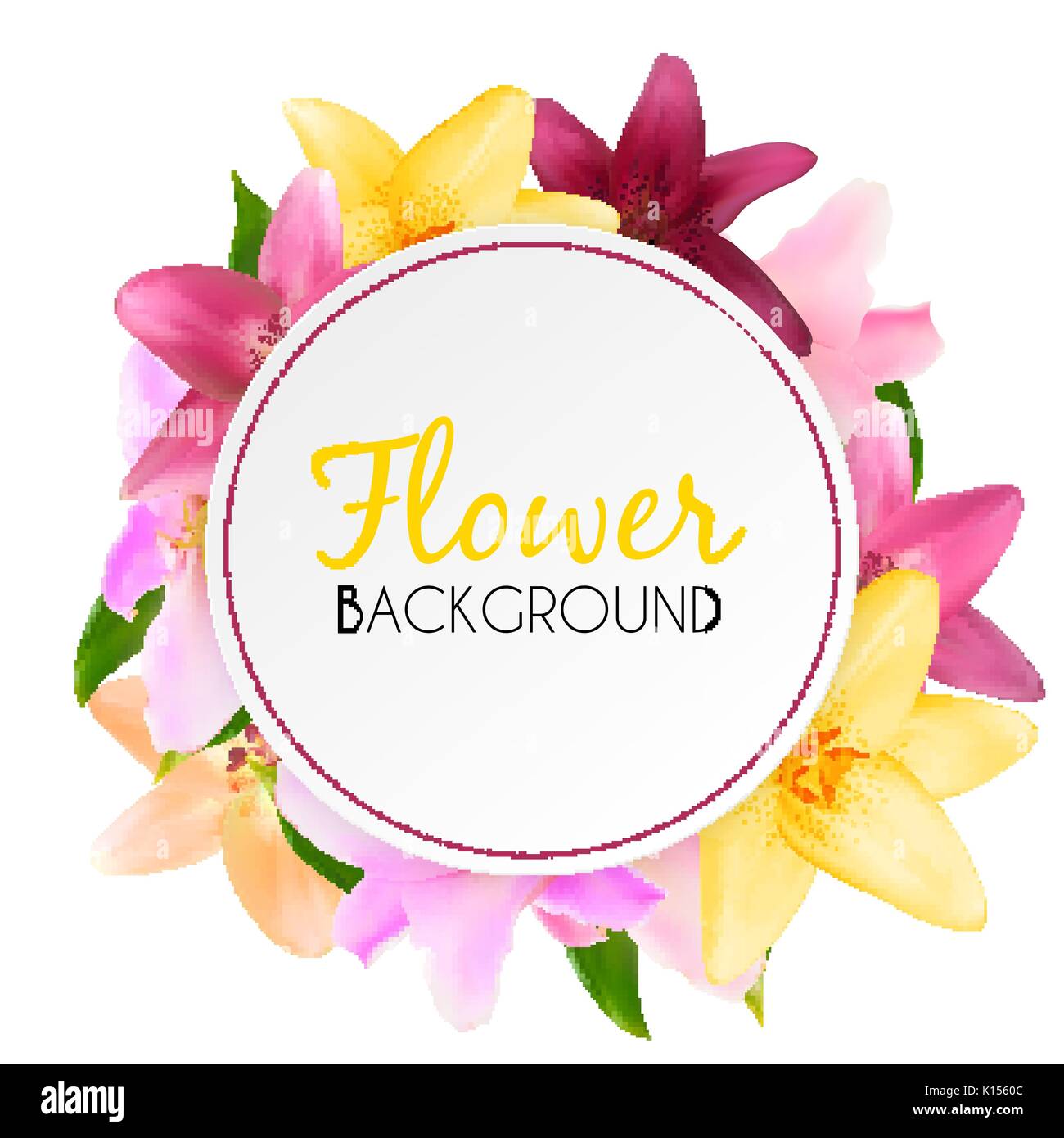 Abstract Frame with Lily Flower. Natural Background. Vector Illu Stock Vector