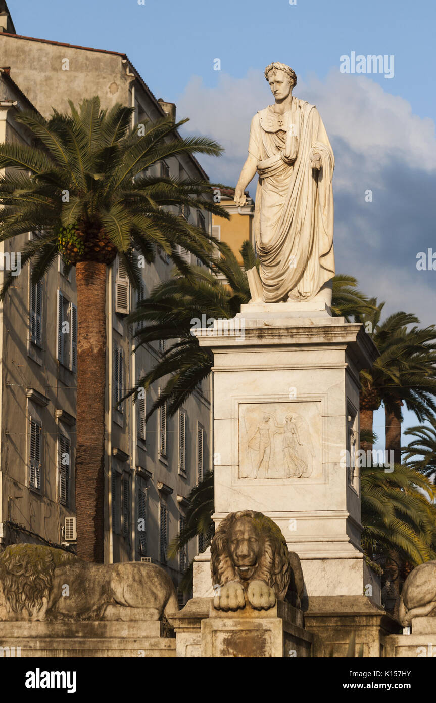France, Corsica, Ajaccio, Old Town, Place-du-Maréchal-Foch, statue, Napoleon Stock Photo