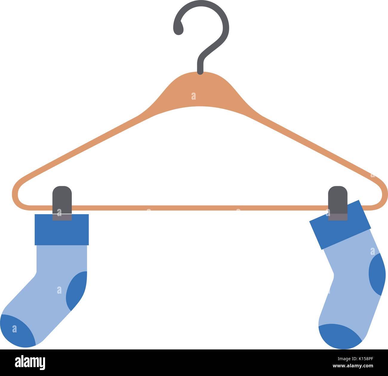 colorful silhouette of pair of socks in clothes hanger Stock Vector