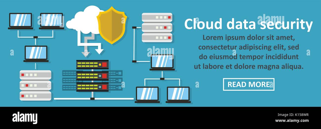 Cloud data security banner horizontal concept Stock Vector
