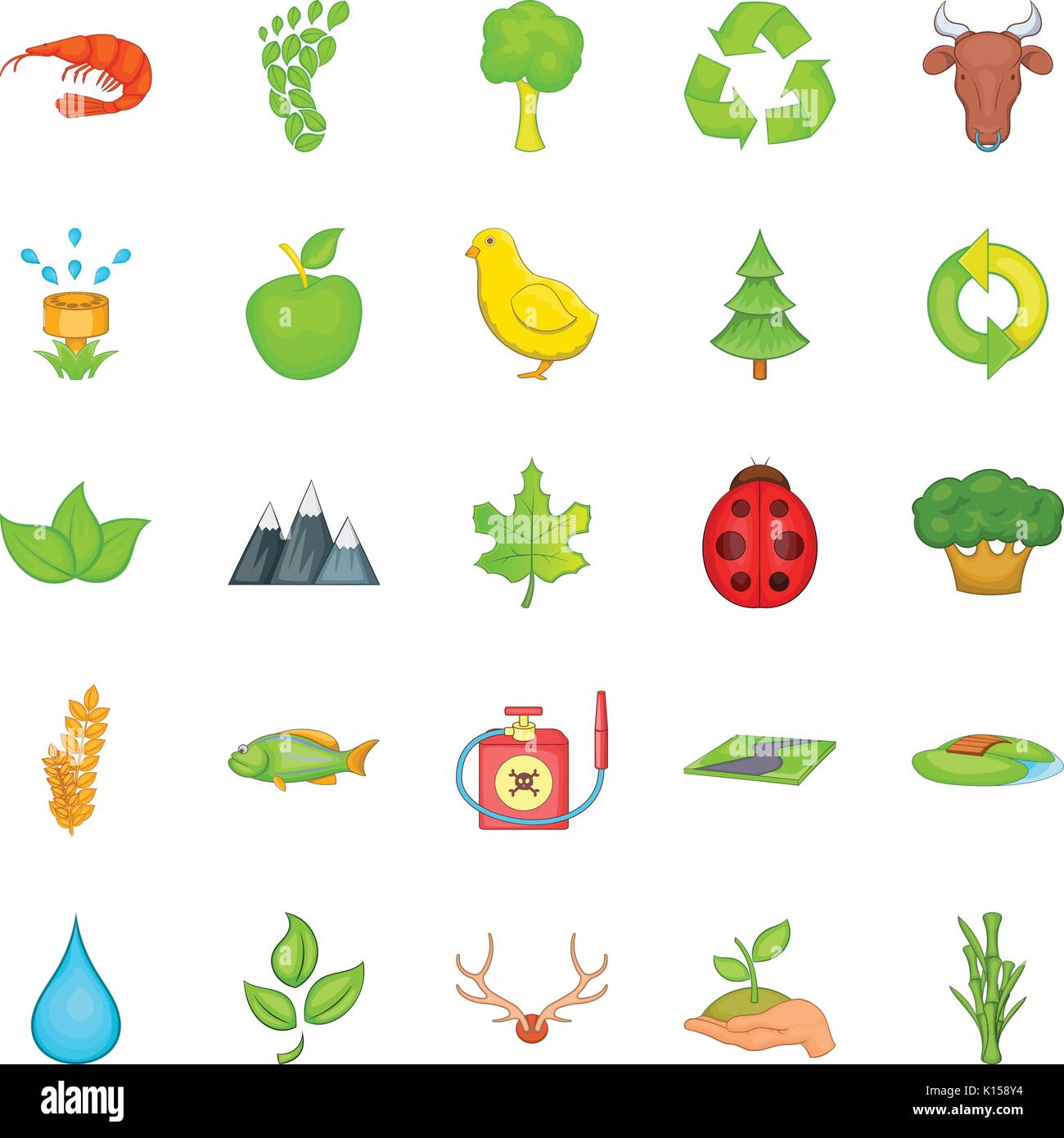 Green icons set, cartoon style Stock Vector Image & Art - Alamy