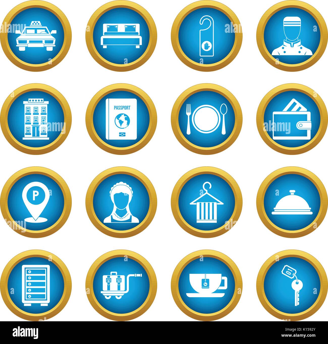 Hotel icons blue circle set Stock Vector Image & Art - Alamy