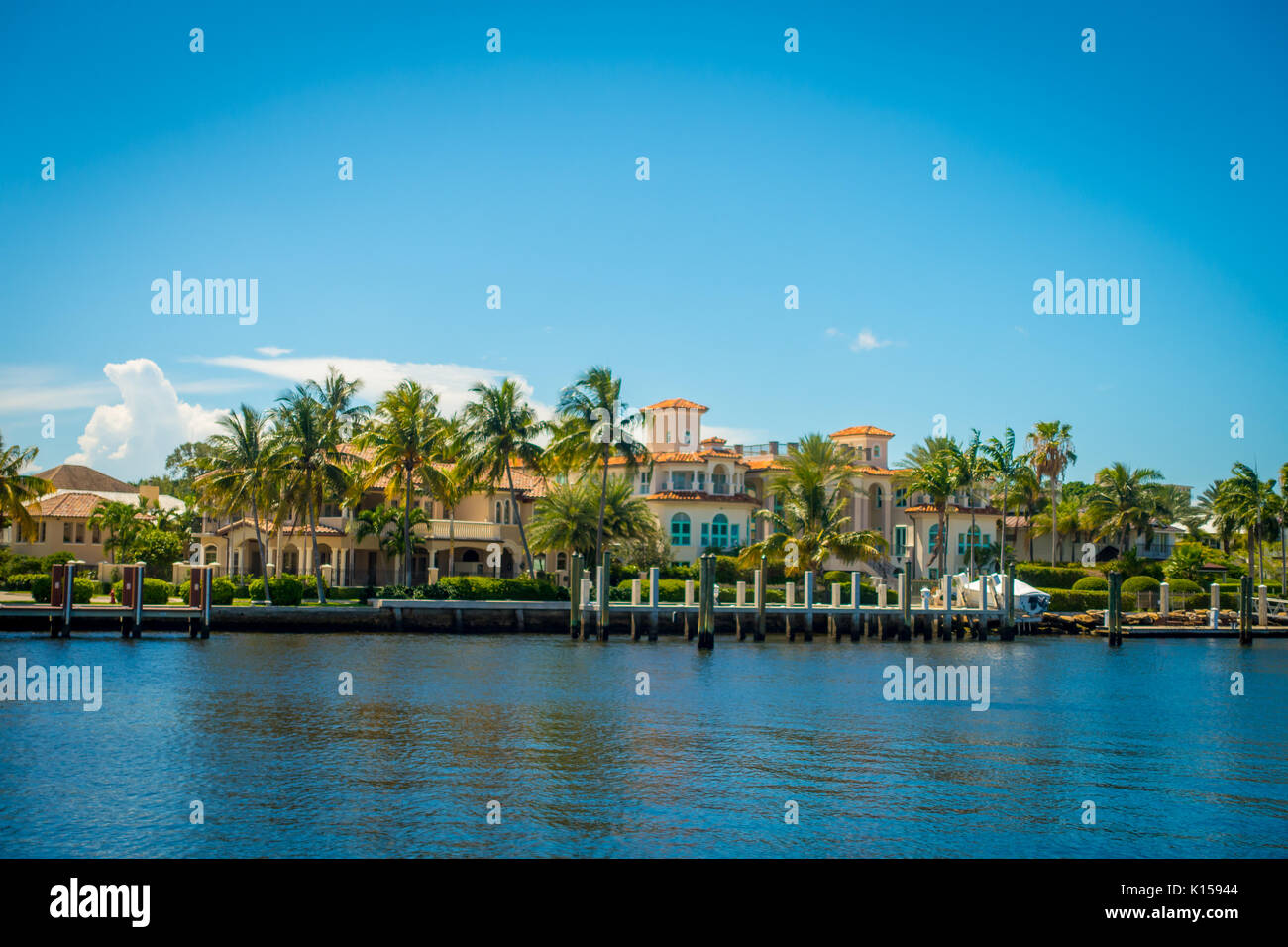 FORT LAUDERDALE, USA - JULY 11, 2017: Beautiful view of new river with ...