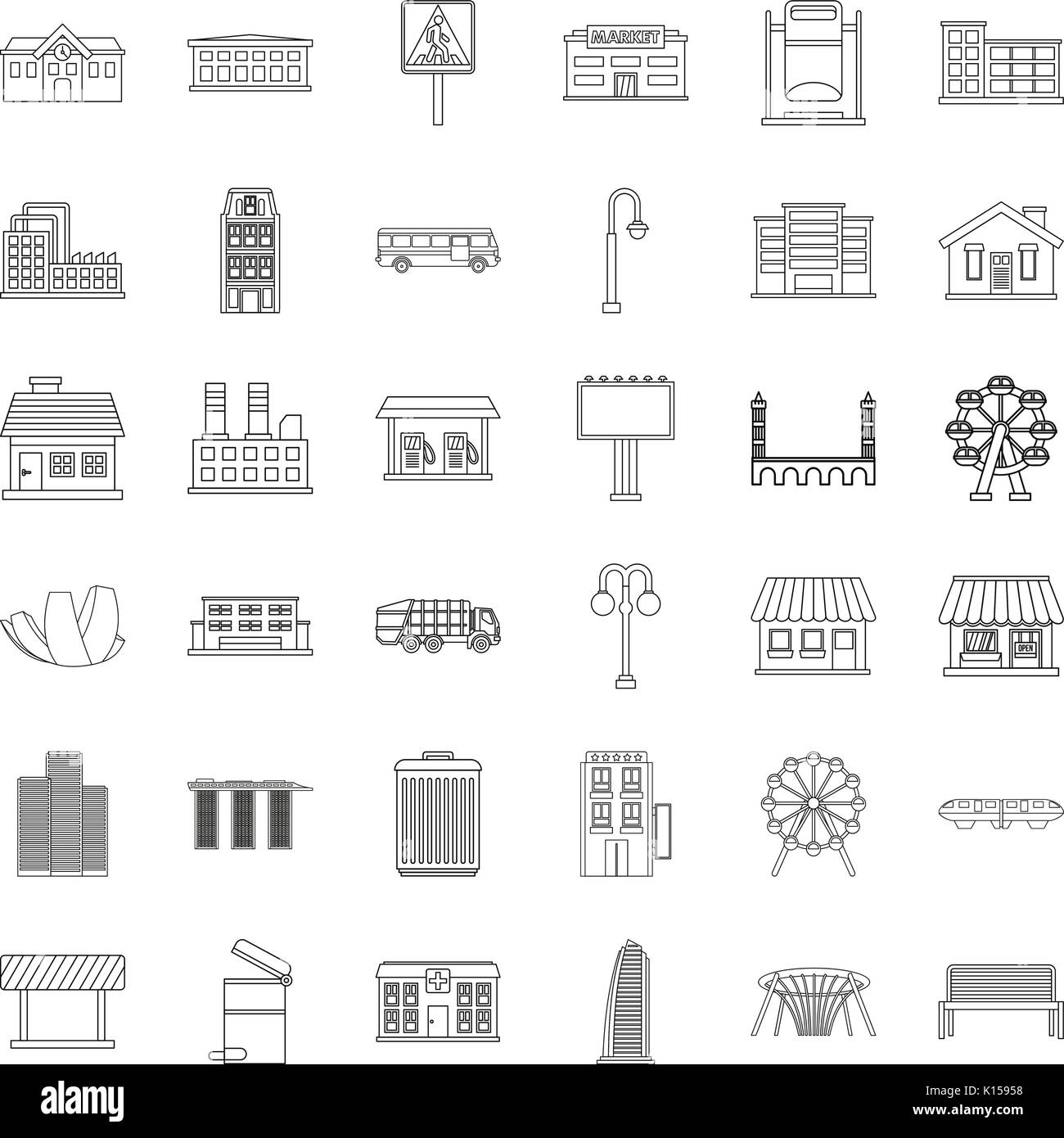 Road sign icons set, outline style Stock Vector Image & Art - Alamy