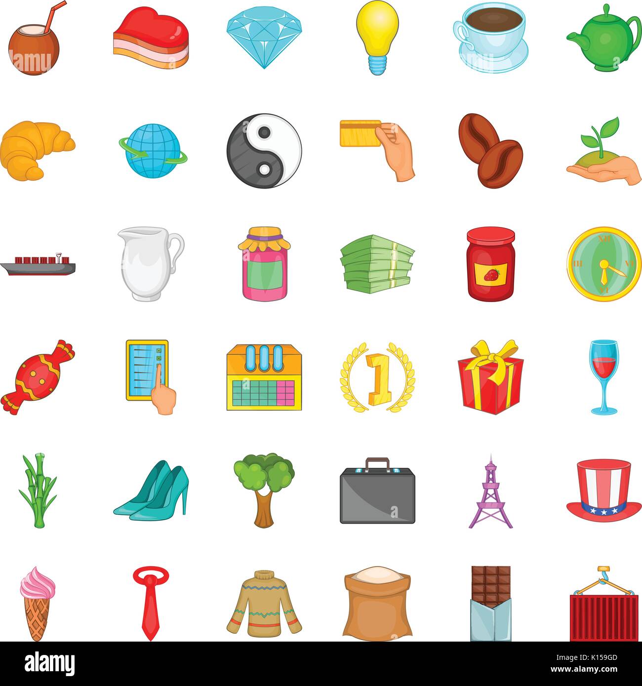Mug icons set, cartoon style Stock Vector