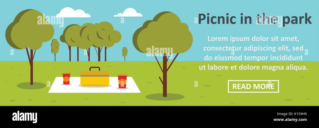 Picnic In The Park Banner Horizontal Concept Stock Vector Art