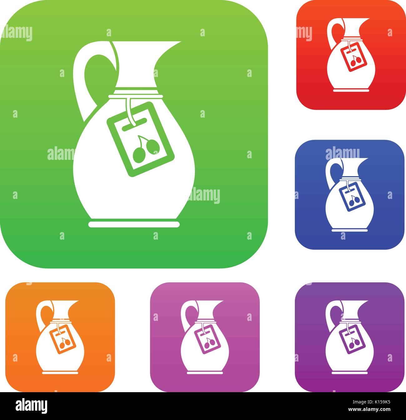 Jug with olive oil set collection Stock Vector