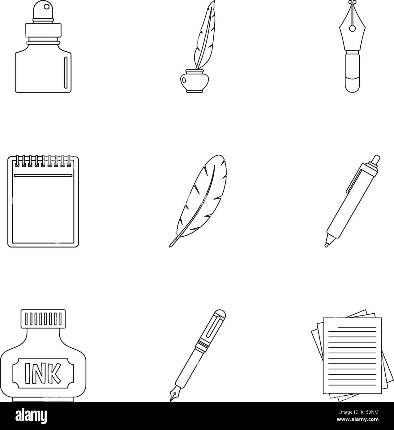 Pen supply tools icon set, outline style Stock Vector Image & Art - Alamy