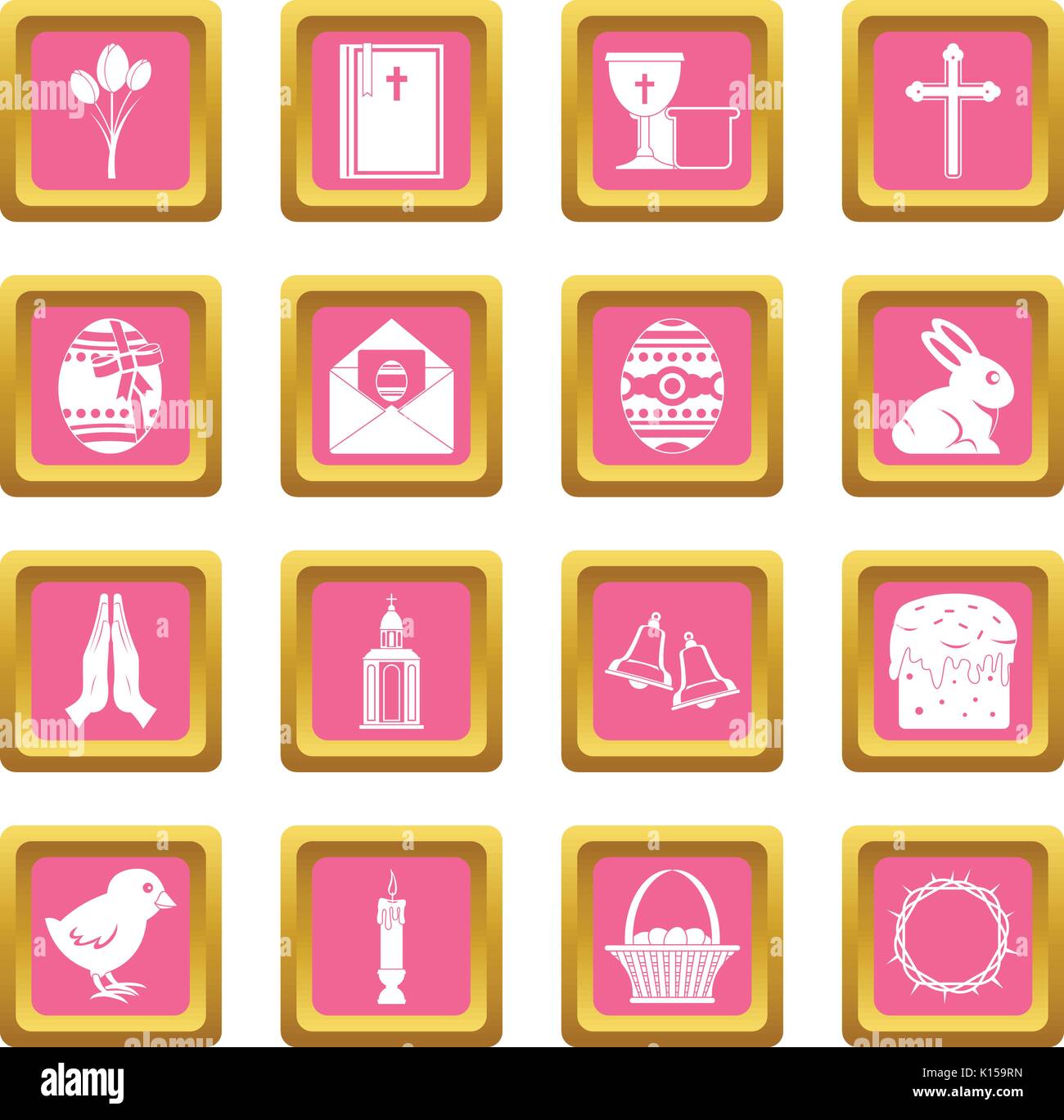 Easter items icons pink Stock Vector Image & Art - Alamy