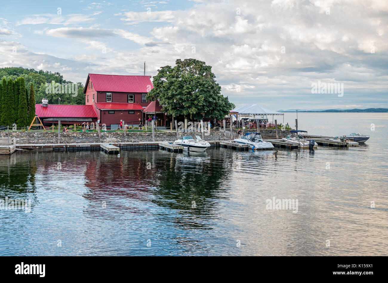 Restaurant on lake Champlain in Essex NY Stock Photo Alamy
