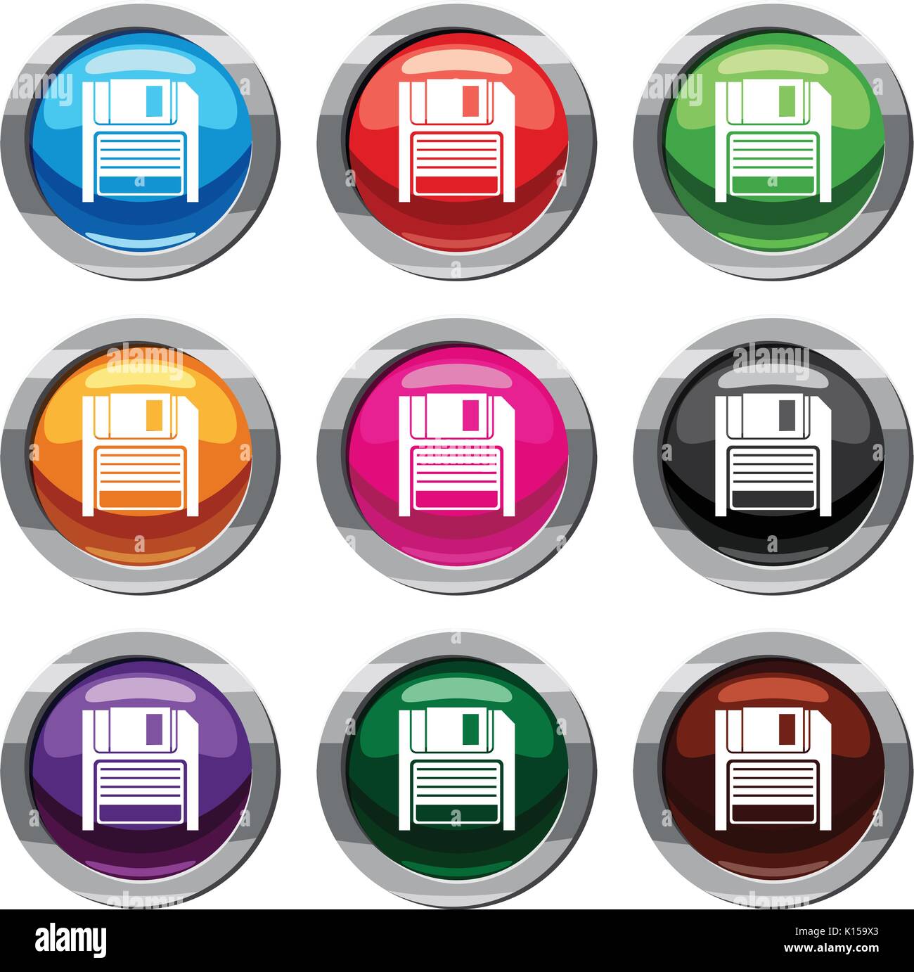 Magnetic diskette set 9 collection Stock Vector