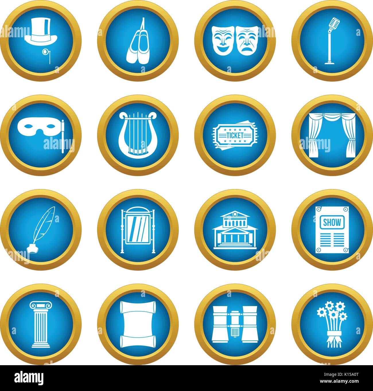 Theater icons blue circle set Stock Vector Image & Art - Alamy