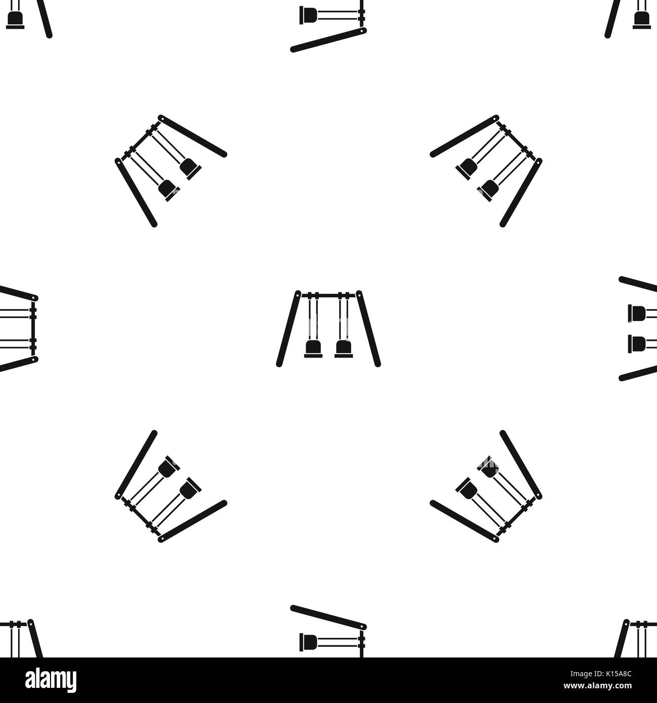 Wooden swings hanging on ropes pattern seamless black Stock Vector ...