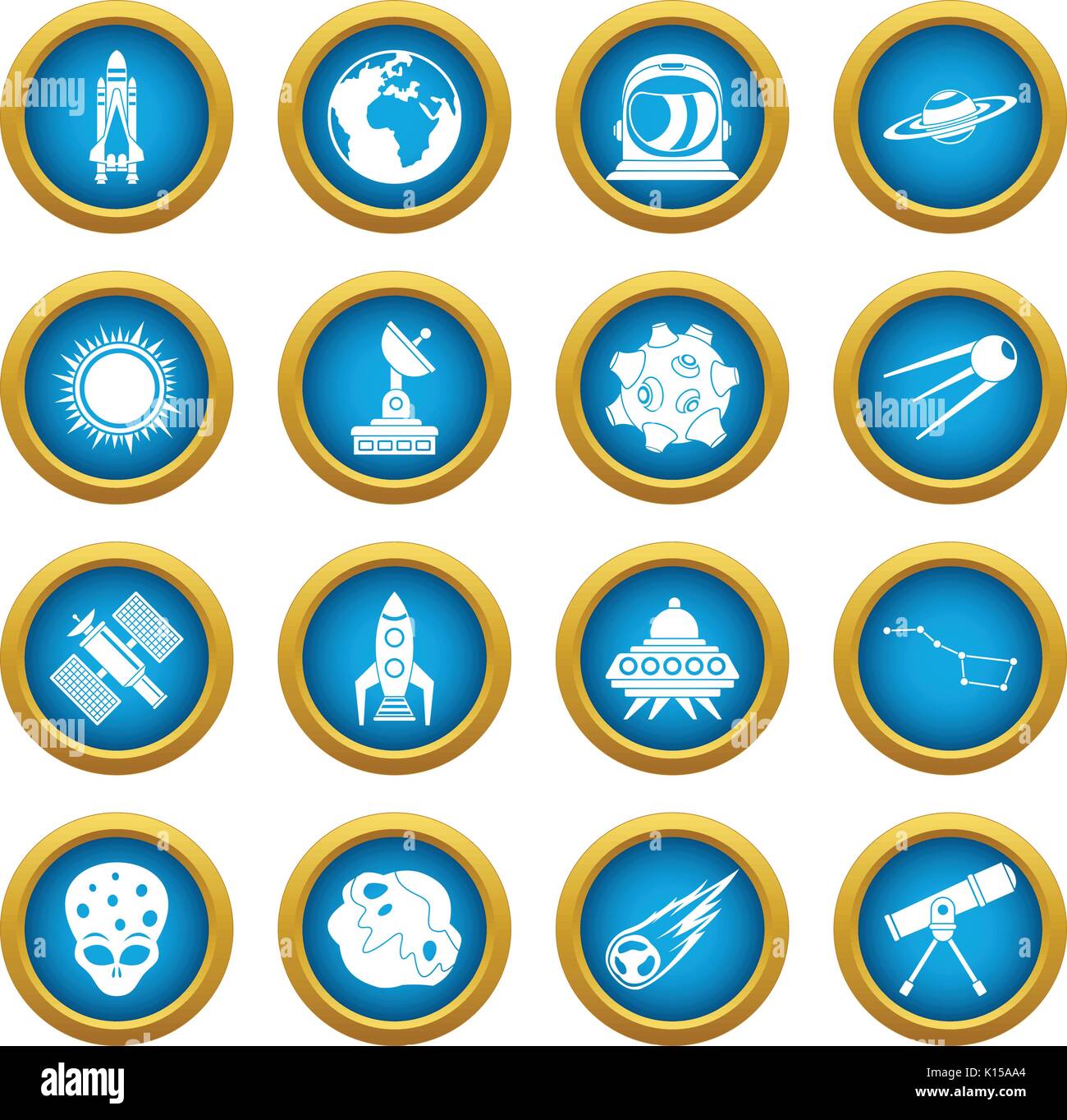 Space icons blue circle set Stock Vector Image & Art - Alamy