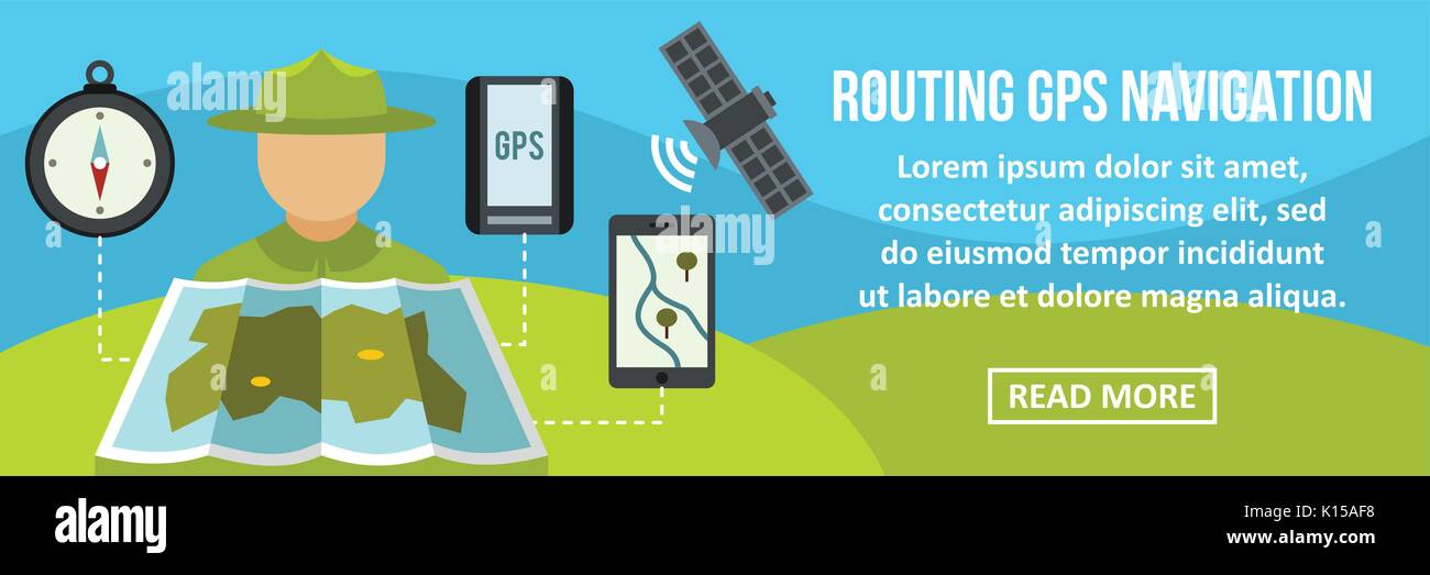 Routing gps navigation banner horizontal concept Stock Vector