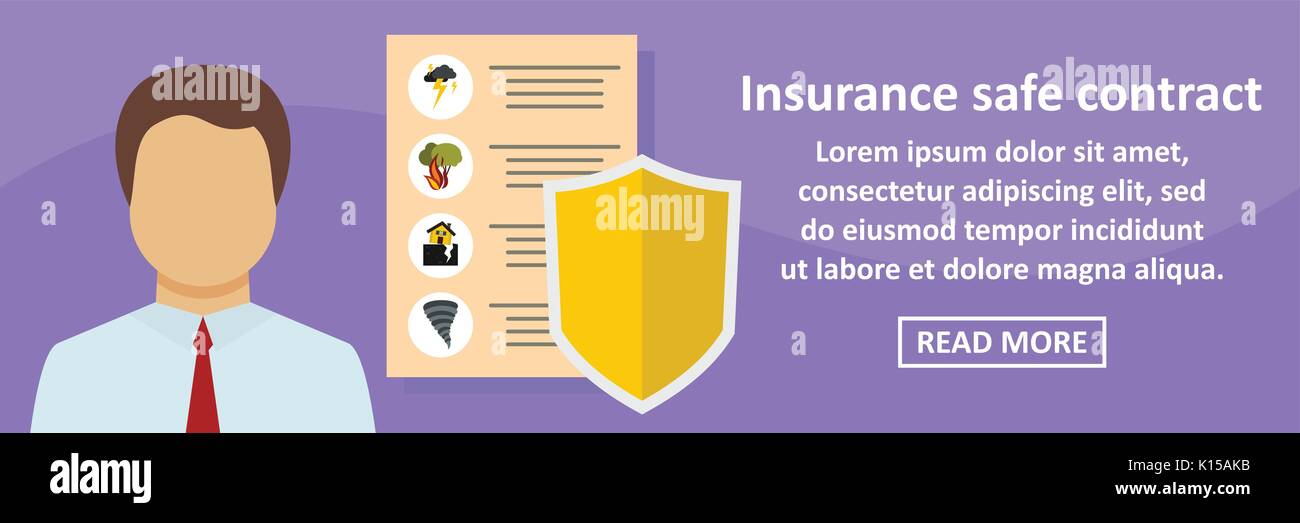 Insurance safe contract banner horizontal concept Stock Vector Image ...