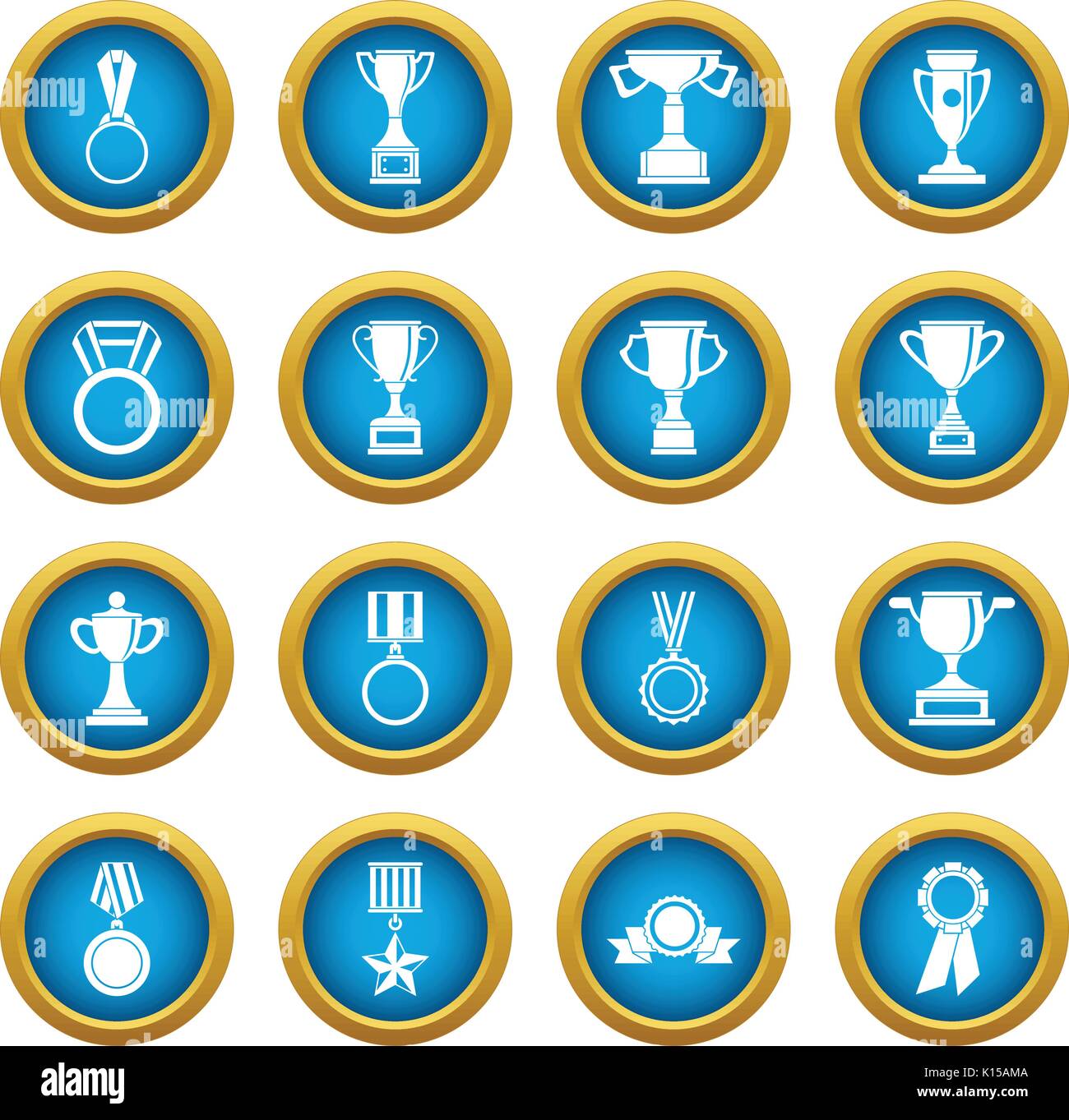 Trophy icons blue circle set Stock Vector Image & Art - Alamy