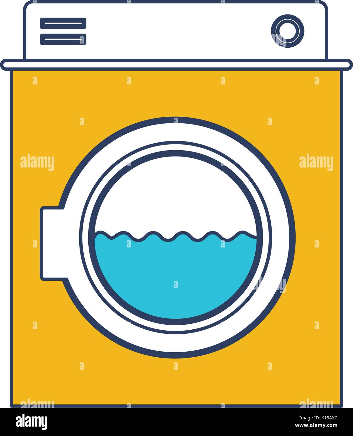 color blue and yellow sections silhouette of washing machine with water