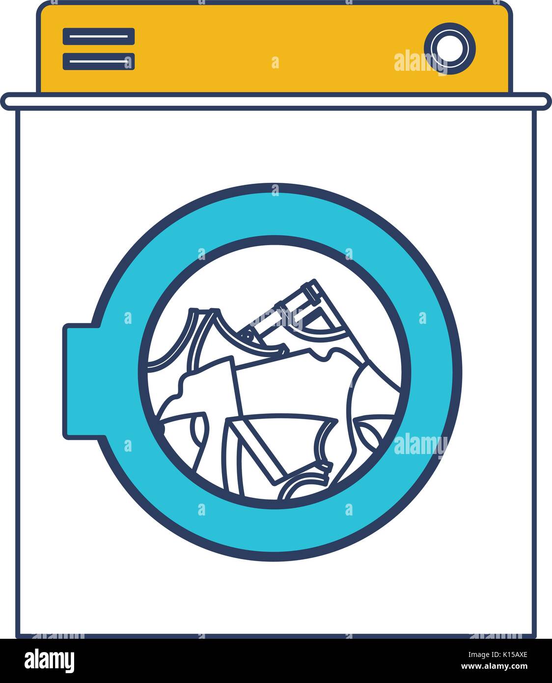 color blue and yellow sections silhouette of washing machine with