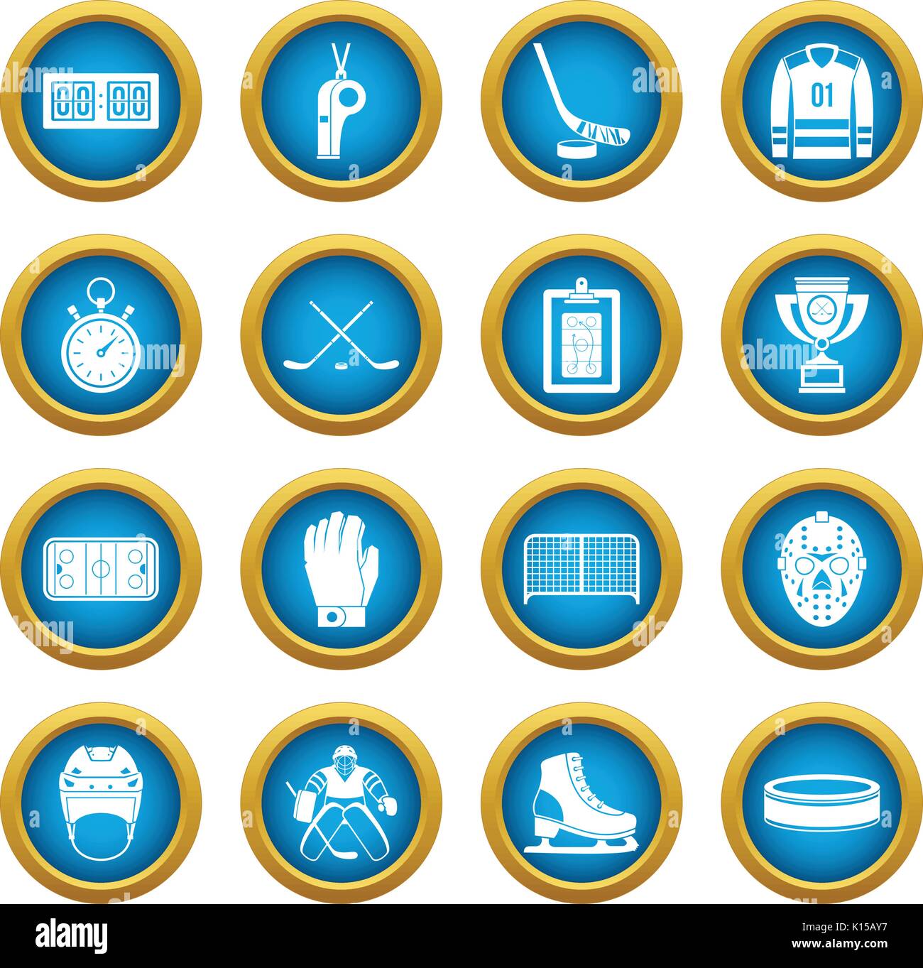 Hockey icons blue circle set Stock Vector Image & Art - Alamy