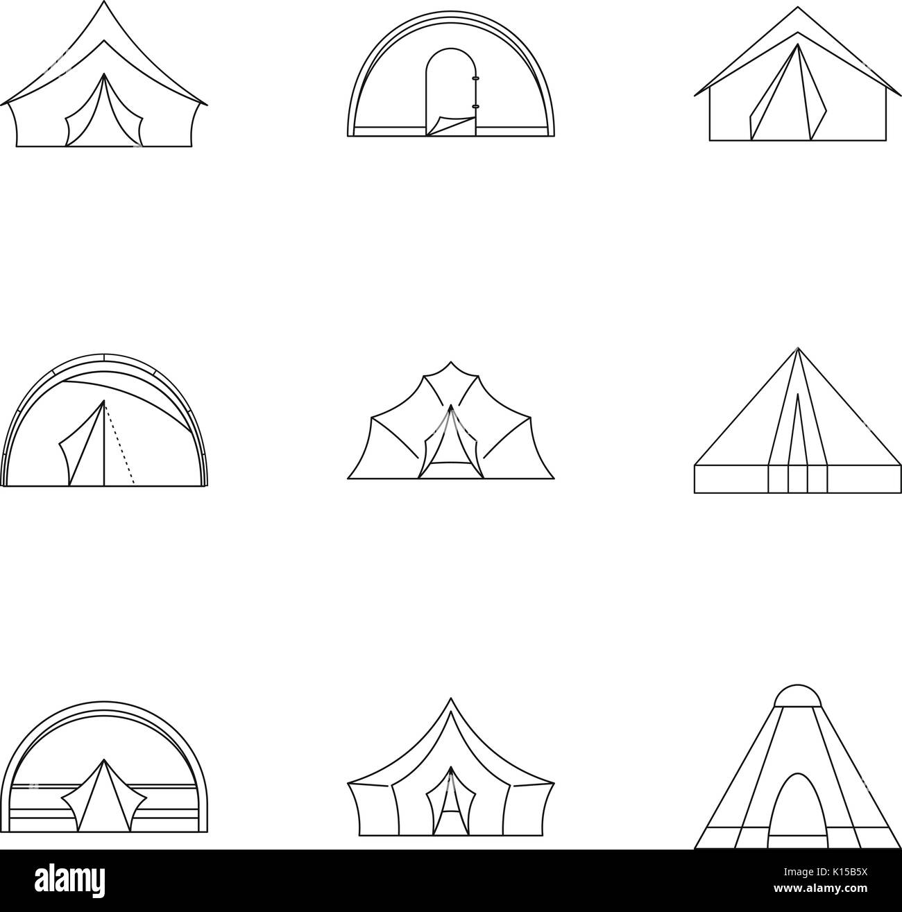 Travel tent icon set, outline style Stock Vector Image & Art - Alamy
