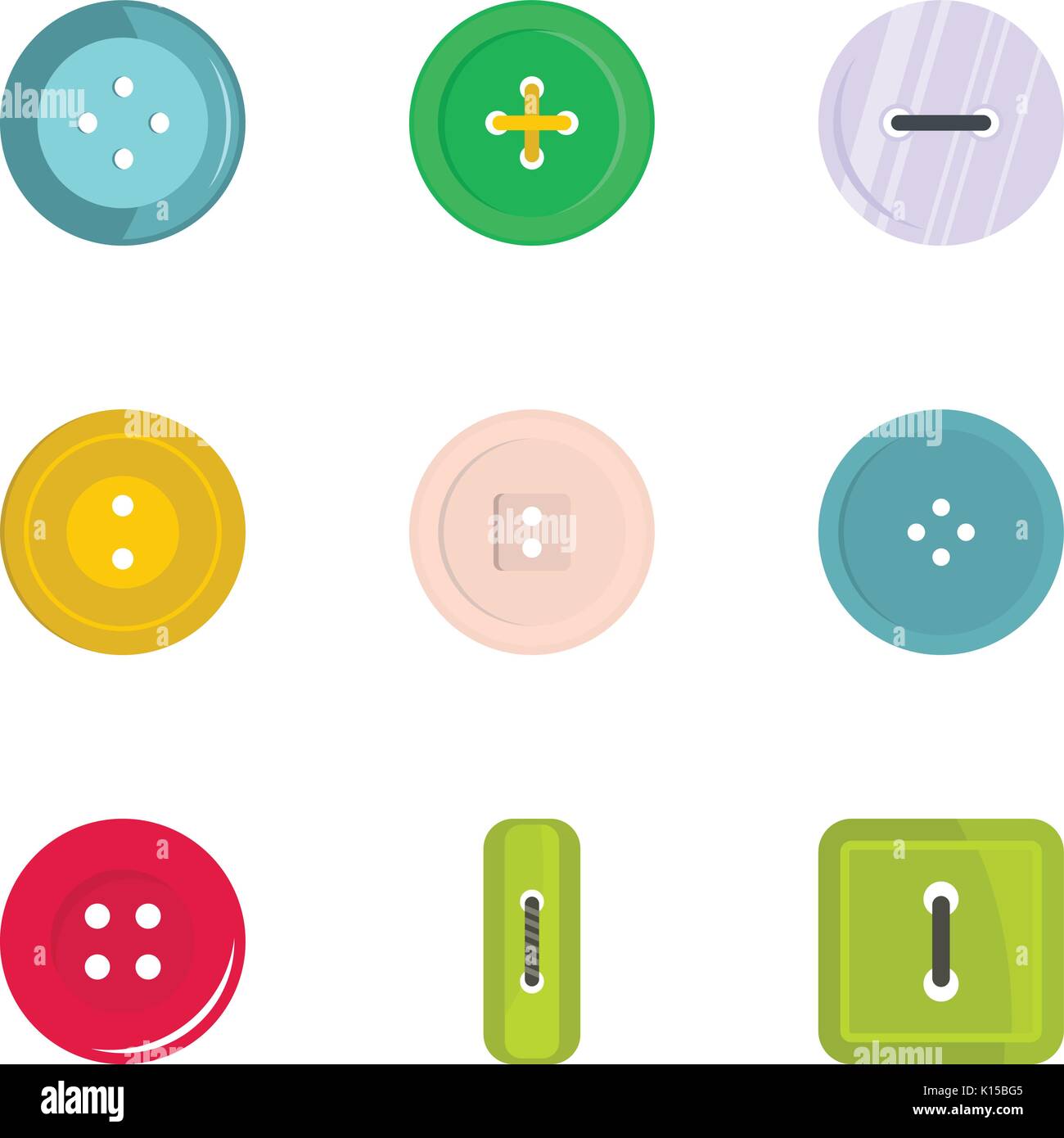 Fashion clothes button icon set, flat style Stock Vector Image & Art ...