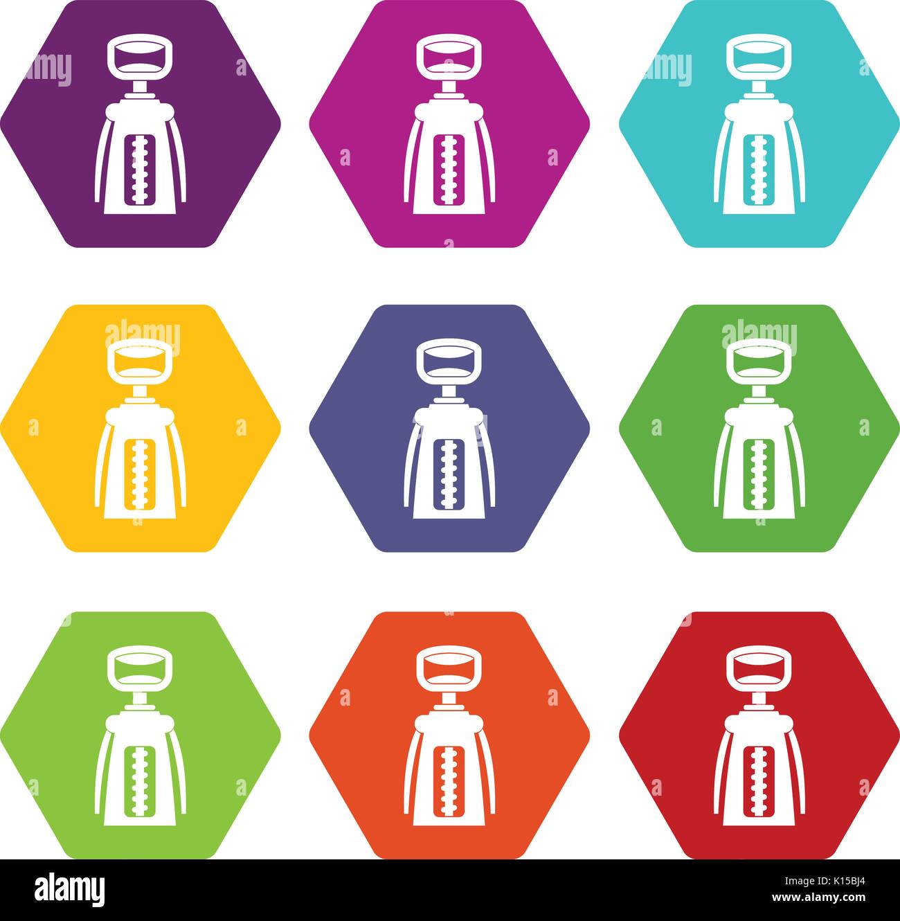 Modern corkscrew icon set color hexahedron Stock Vector