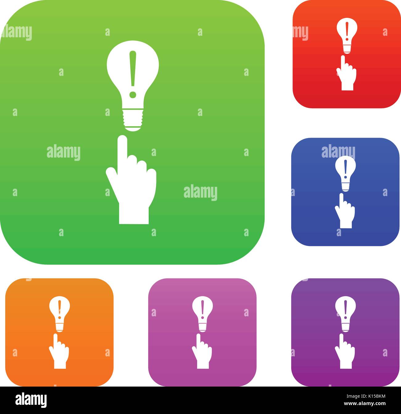 A finger pointer and light bulb set collection Stock Vector