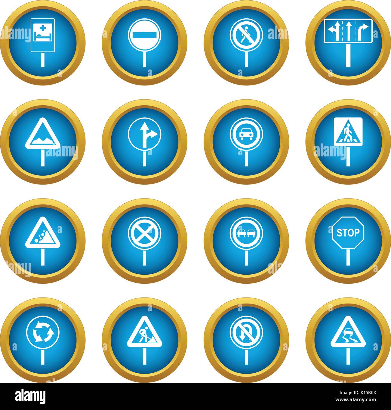 Different road signs icons blue circle set Stock Vector Image & Art Alamy