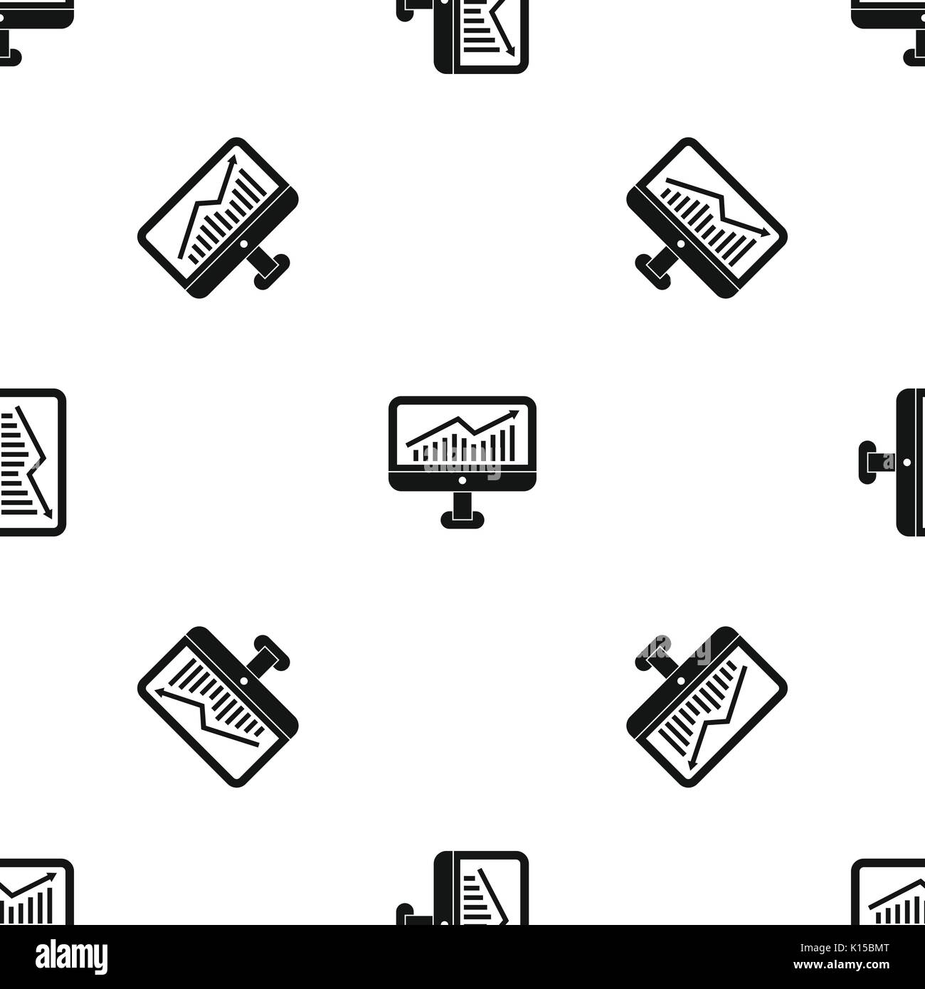 Growth graph on the computer monitor pattern seamless black Stock ...