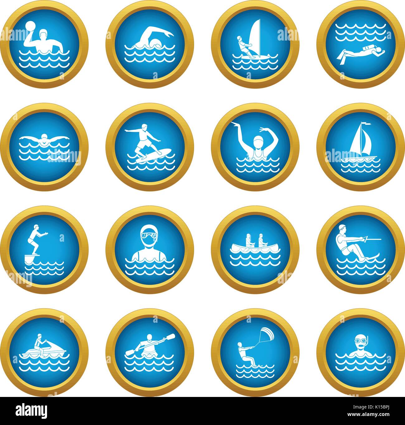 Water sport icons blue circle set Stock Vector Image & Art - Alamy