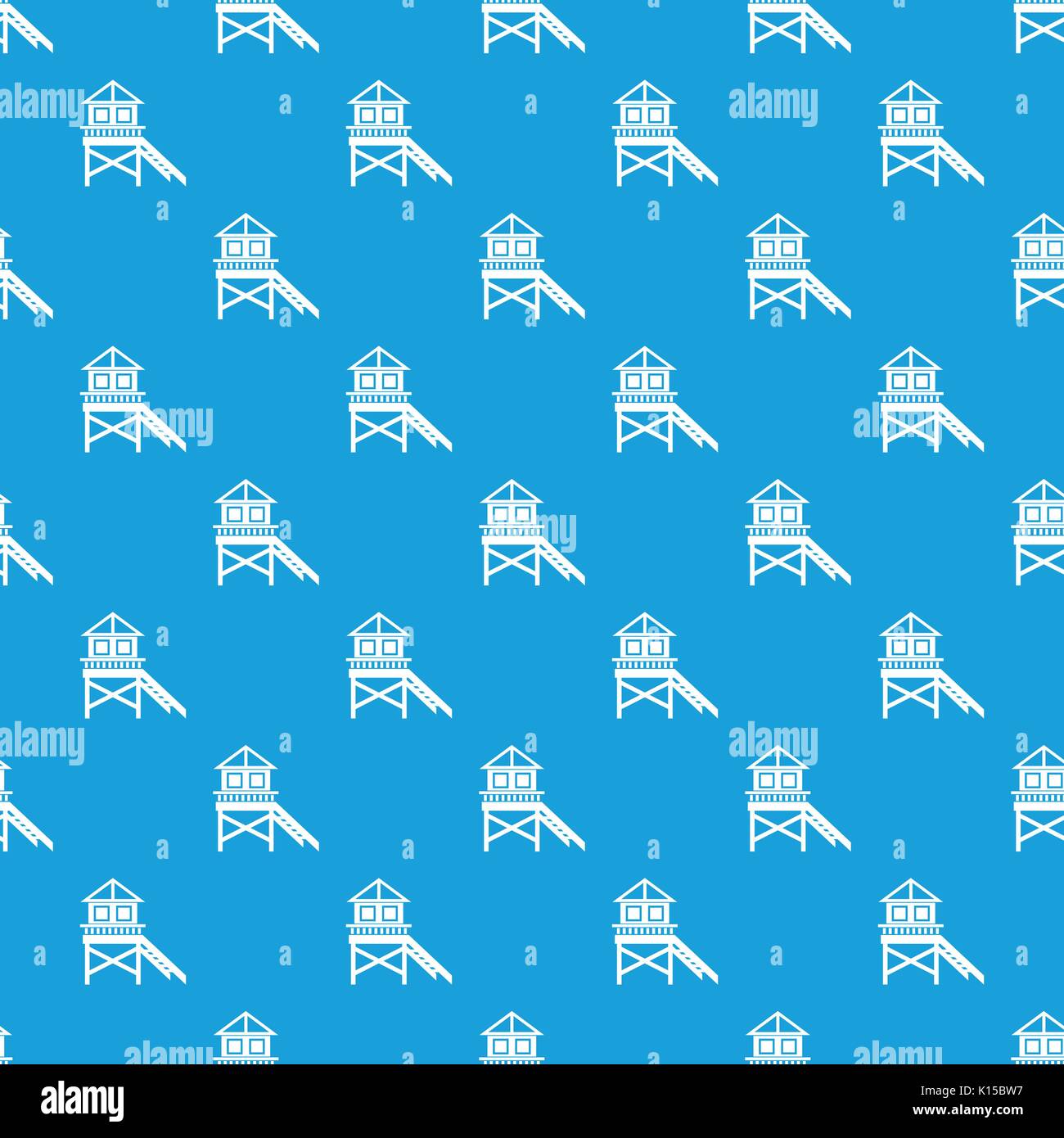 Wooden stilt house pattern seamless blue Stock Vector Image & Art - Alamy