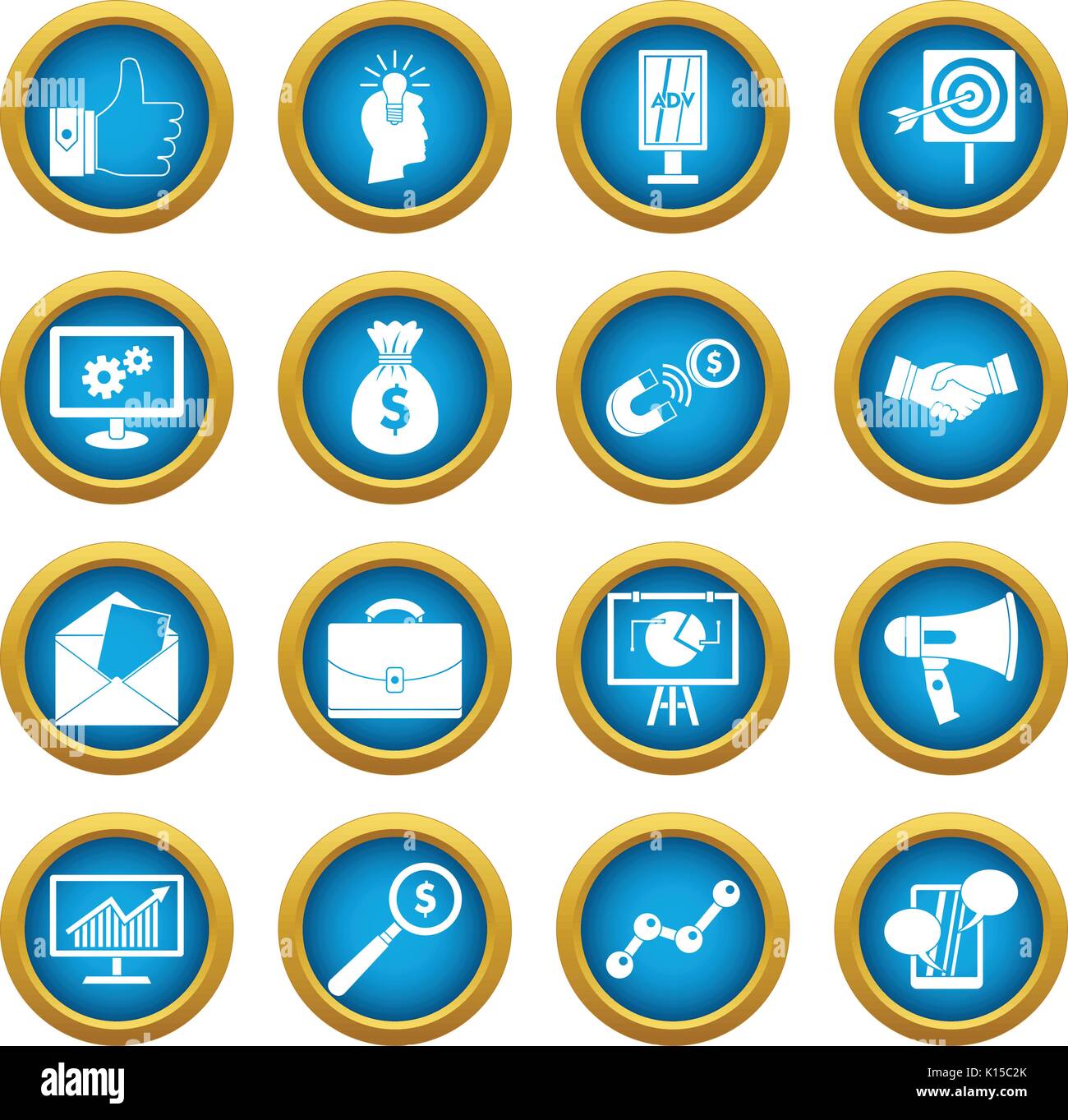 Marketing items icons blue circle set Stock Vector Image & Art - Alamy