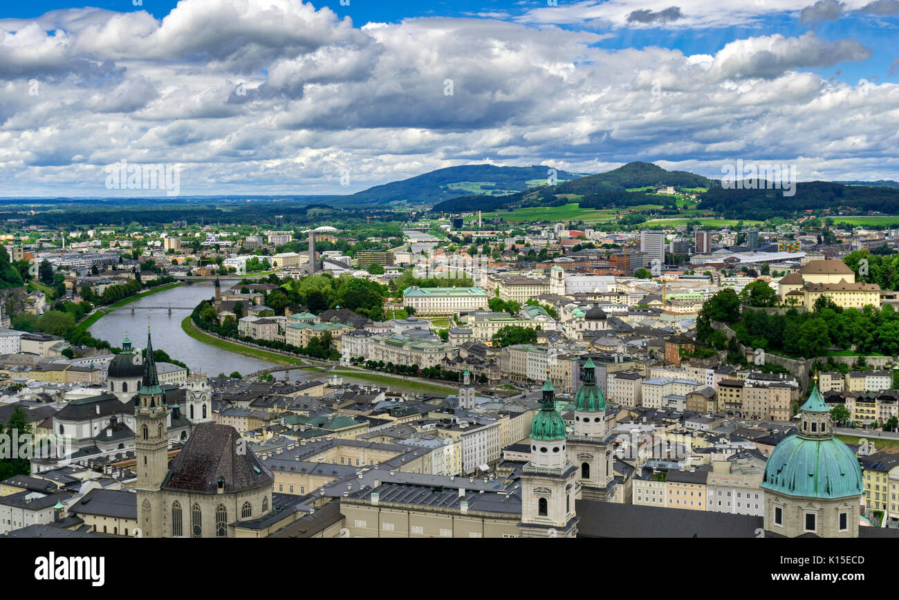 View from Salzburg Castle of city of Salzburg, Salzburger Land, Austria Stock Photo