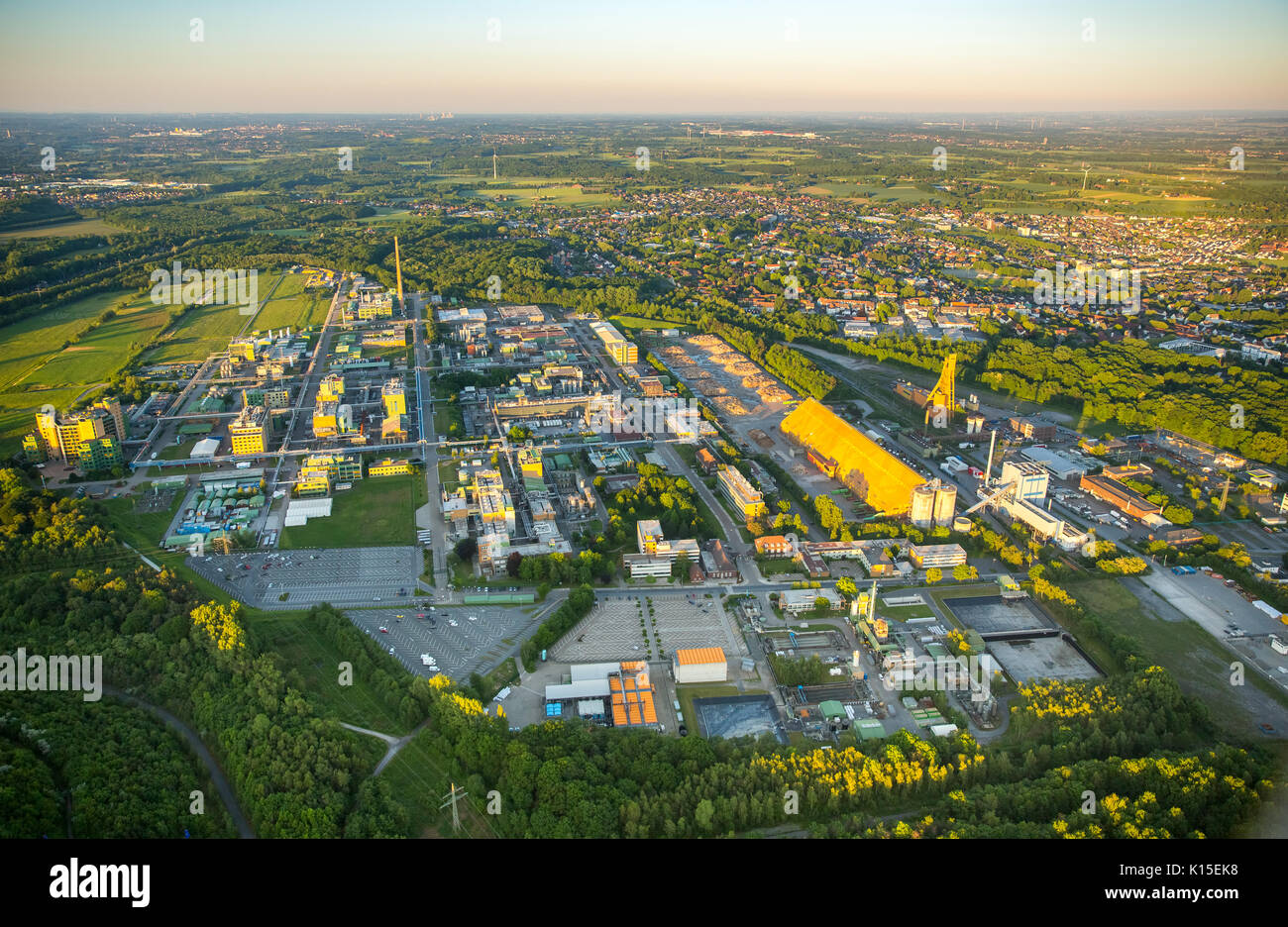 Industrial area Bayer AG Bergkamen chemical plant, Bergkamen, Ruhr area, North Rhine-Westphalia, Germany Stock Photo