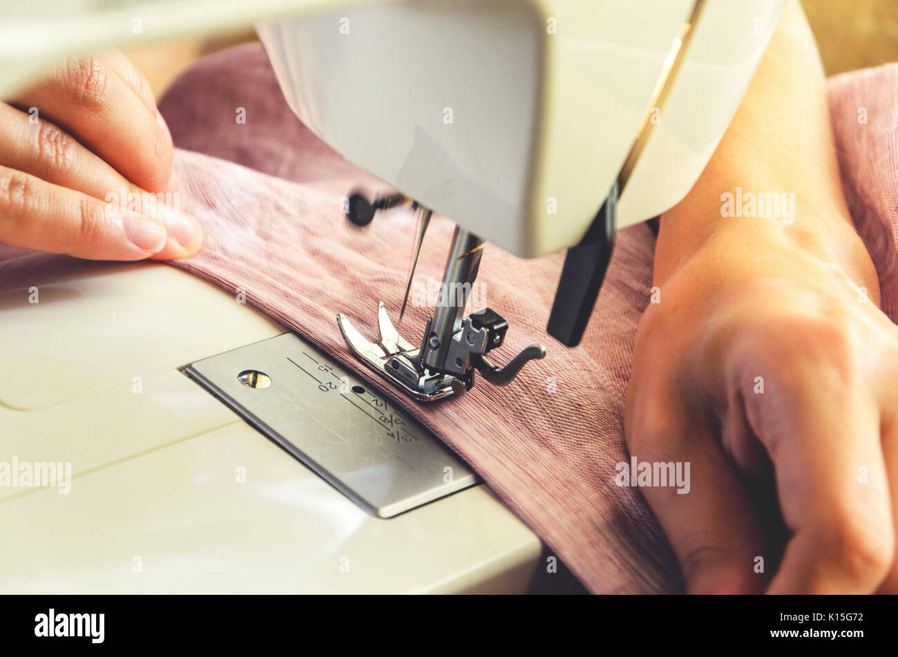 Sewing process on the sewing machine Stock Photo Alamy
