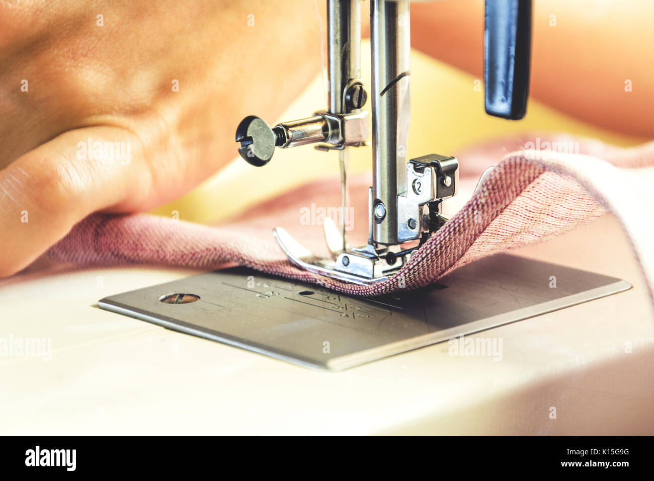 Sewing process on the sewing machine Stock Photo Alamy