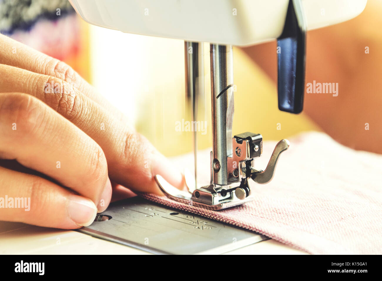 Sewing process on the sewing machine Stock Photo Alamy