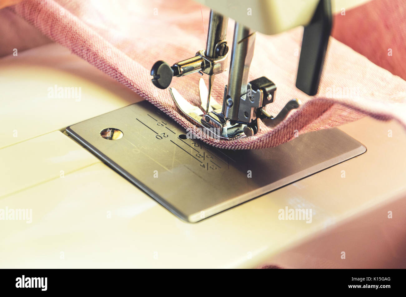 Sewing process on the sewing machine Stock Photo Alamy
