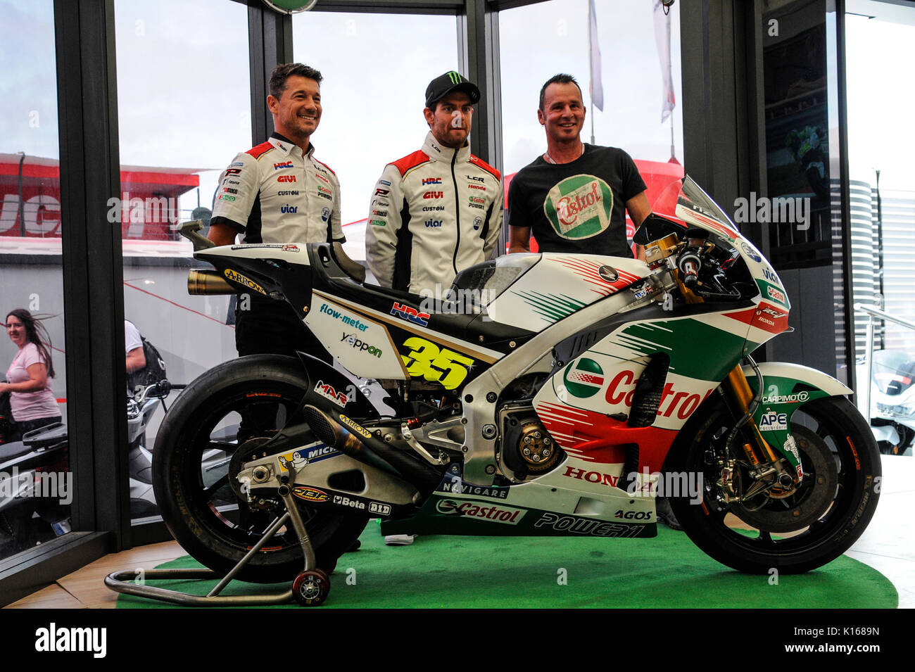 LCR Honda Team present with Cal Crutchlow, Lucio Cecchinello e Aaron Slight new sponsor and new bike colors (Photo by Gaetano Piazzolla / Pacific Press) Stock Photo