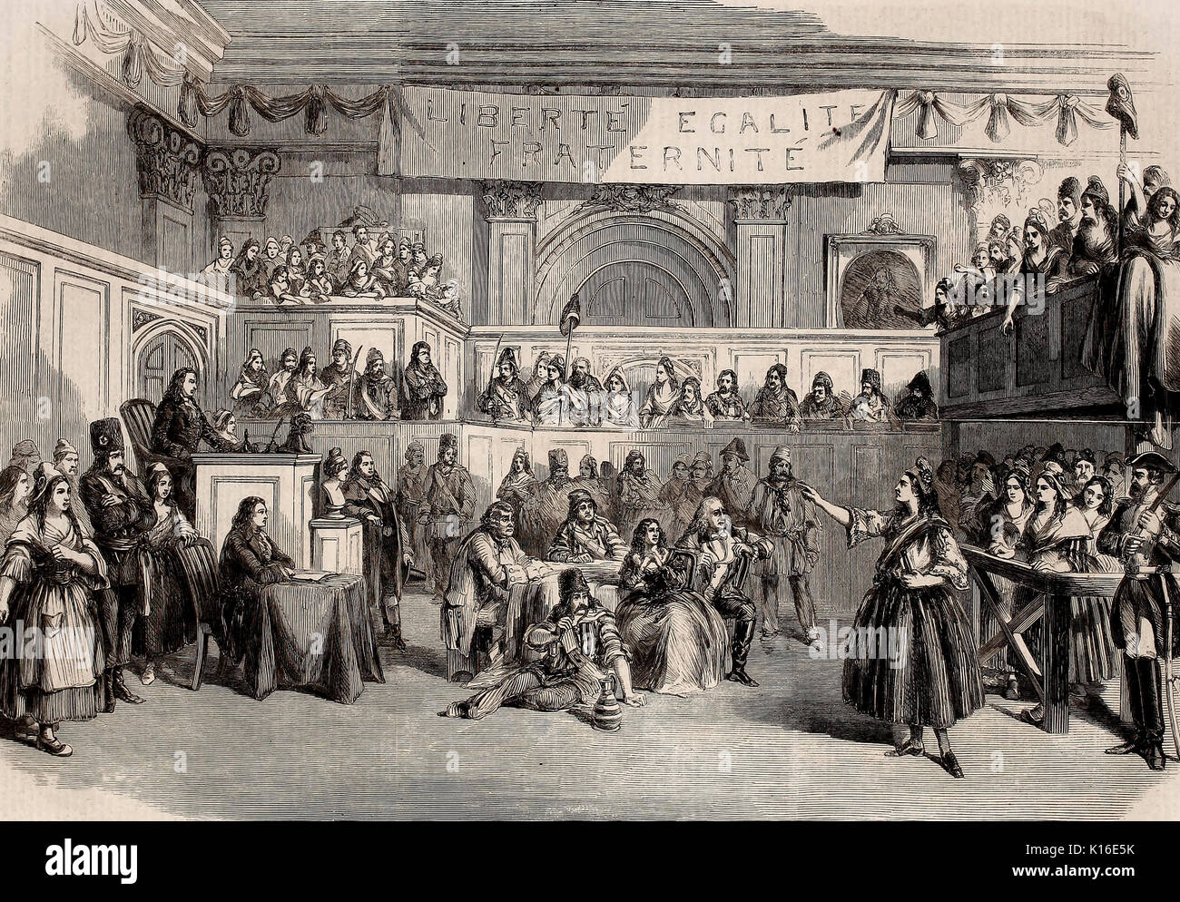 Scene From 'The Tale of Two Cities' at the Lyceum Theatre - The Revolutionary Tribunal - London, circa 1860 Stock Photo